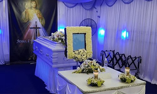 a christian funeral set up